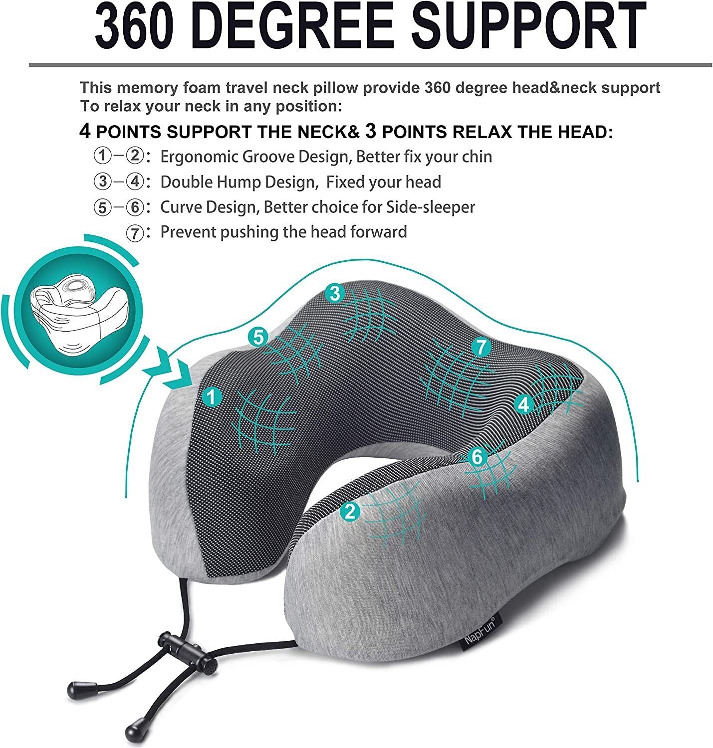 Memory Foam U-Shaped Travel Pillow Neck Support Head Rest Car Plane Soft Cushion