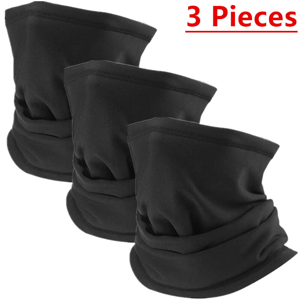 3 Pcs Multi-Use Tube Scarf Bandana Head Face Mask Neck Gaiter Head Wear Black