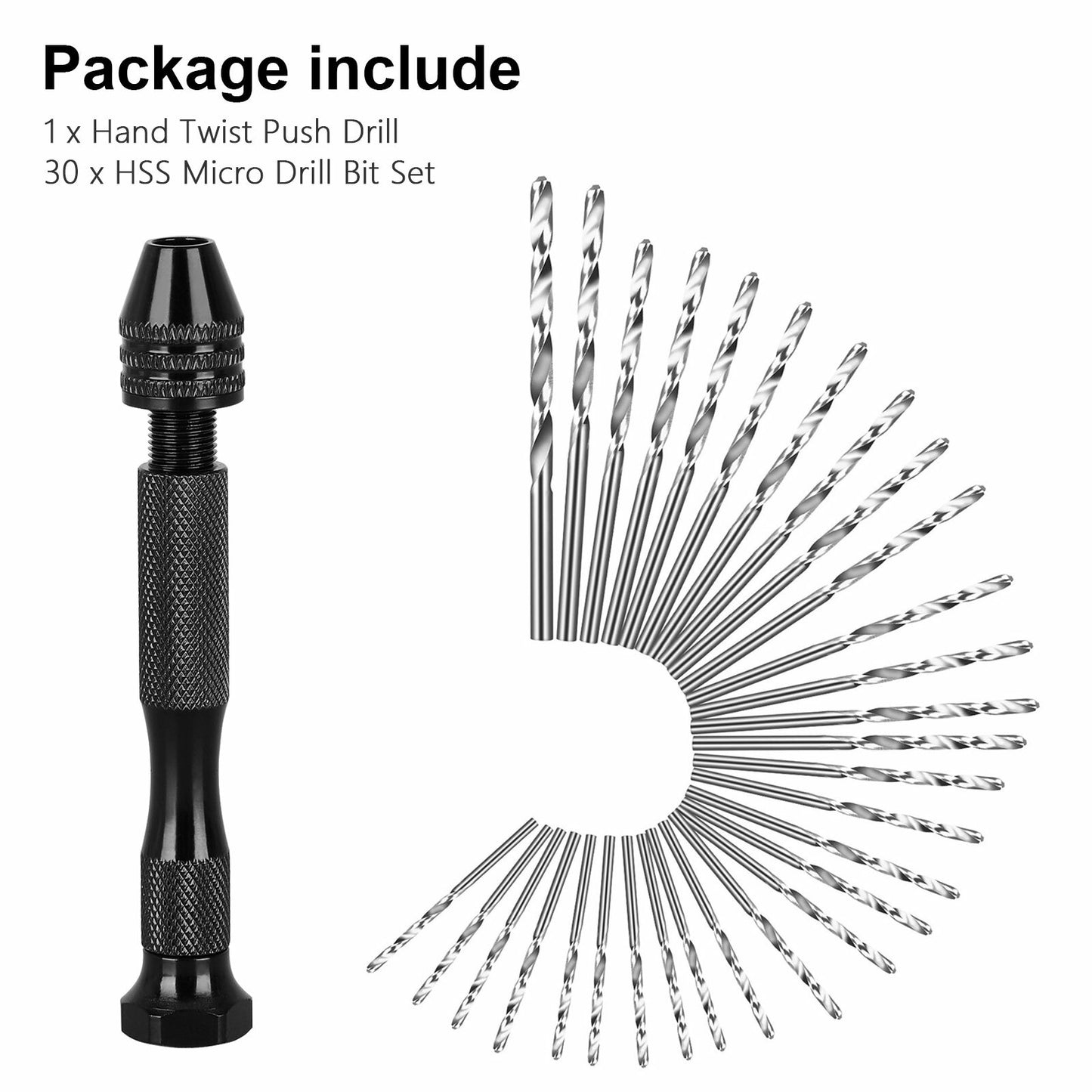 31Pcs Mini Tiny Micro Hand HSS Twist Drill Bits Set Set 0.3-1.6Mm Bit Spiral Vise