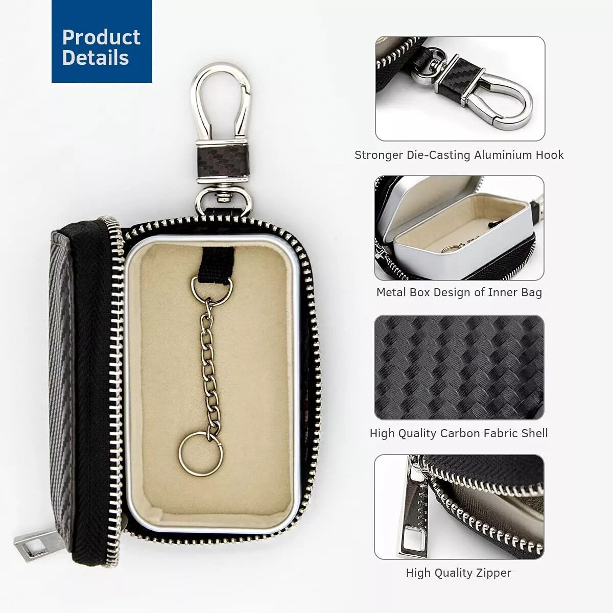 Car Key Case Car key Wallet Signal Blocker Case Faraday Cage Fob Pouch Keyless RFID Blocking Bag BOX