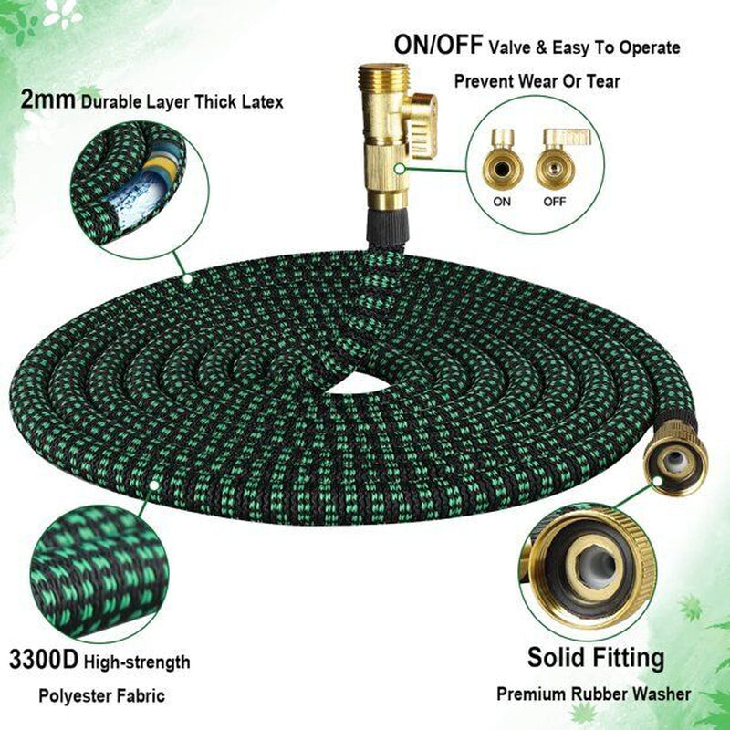 Expandable Flexible Garden Water Hose W Spray Nozzle 25, 50, 75, 100Ft