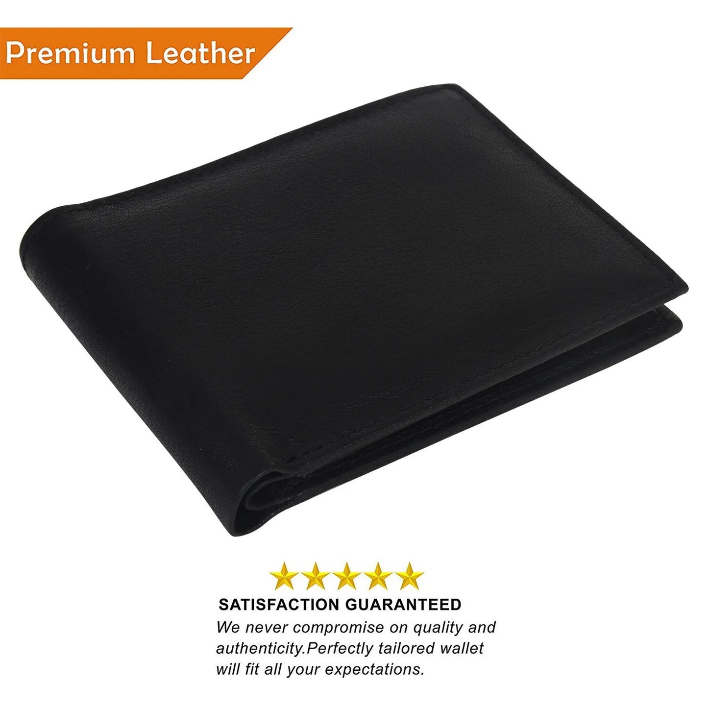 Men's Wallet Genuine Leather Minimalist Bifold Wallets for Men RFID Blocking Slim