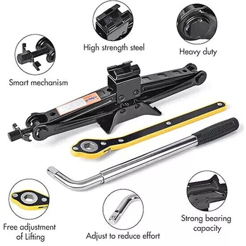 2 Ton Scissor Jack Handle Crank Wheel Lug Wrench Tool Kit Car Garage Tire✨