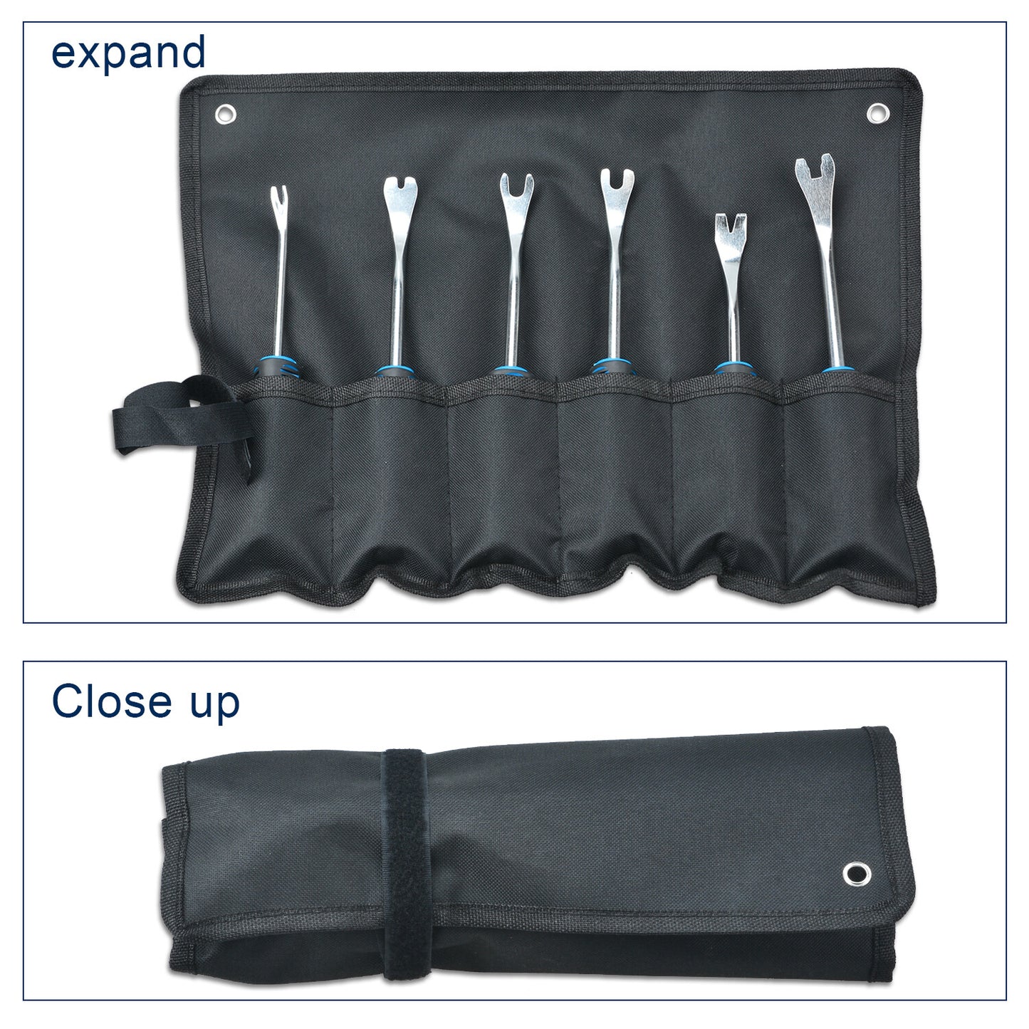 6Pc Metal Pry Tool Set Auto Door Panel Trim Upholstery Clip Remover Kit