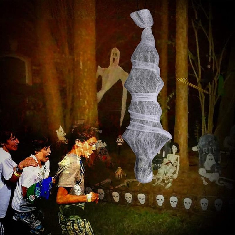 72 Inch Halloween Cocoon Outdoor Decorations, Scary Hanging Cocoon Corpse Props