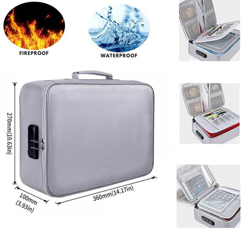 2000ā Large Fireproof Document Box with Lock File Storage Waterproof Safe Bag