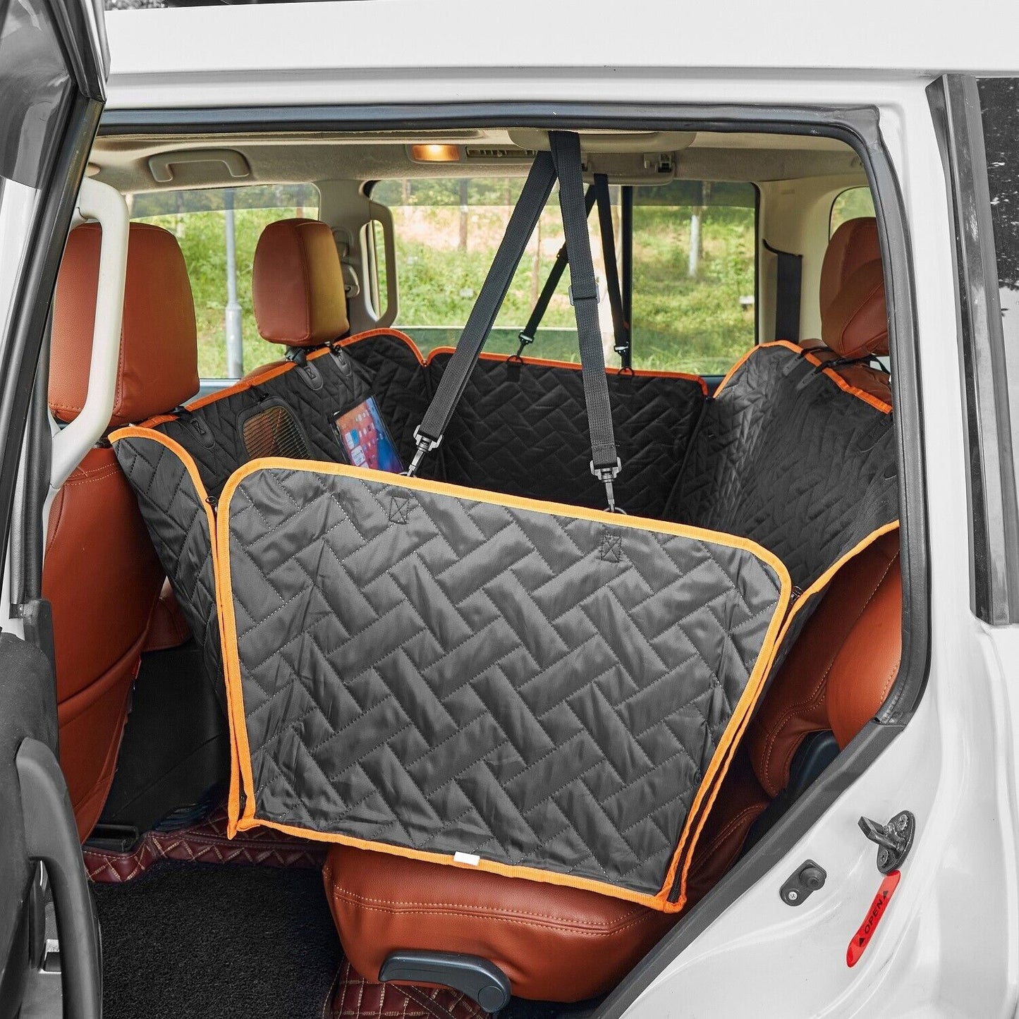 Durable Waterproof Dog Hammock Car Seat Cover – Back Seat Protector for Trucks & SUVs with Free Pet Seatbelt