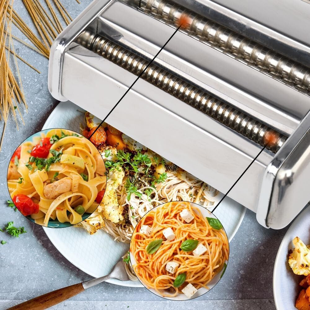 Homemade Pasta Maker Roller – Heavy-Duty Stainless Steel Machine for Spaghetti, Fettuccine & More