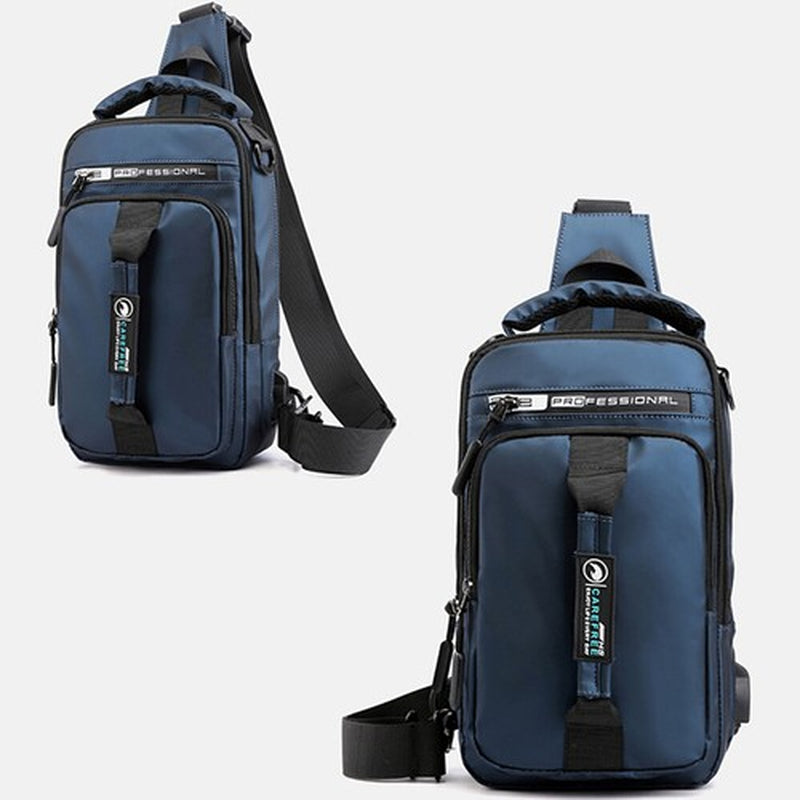 Men’s Anti-Theft Sling Crossbody Chest Bag with USB Charging Port