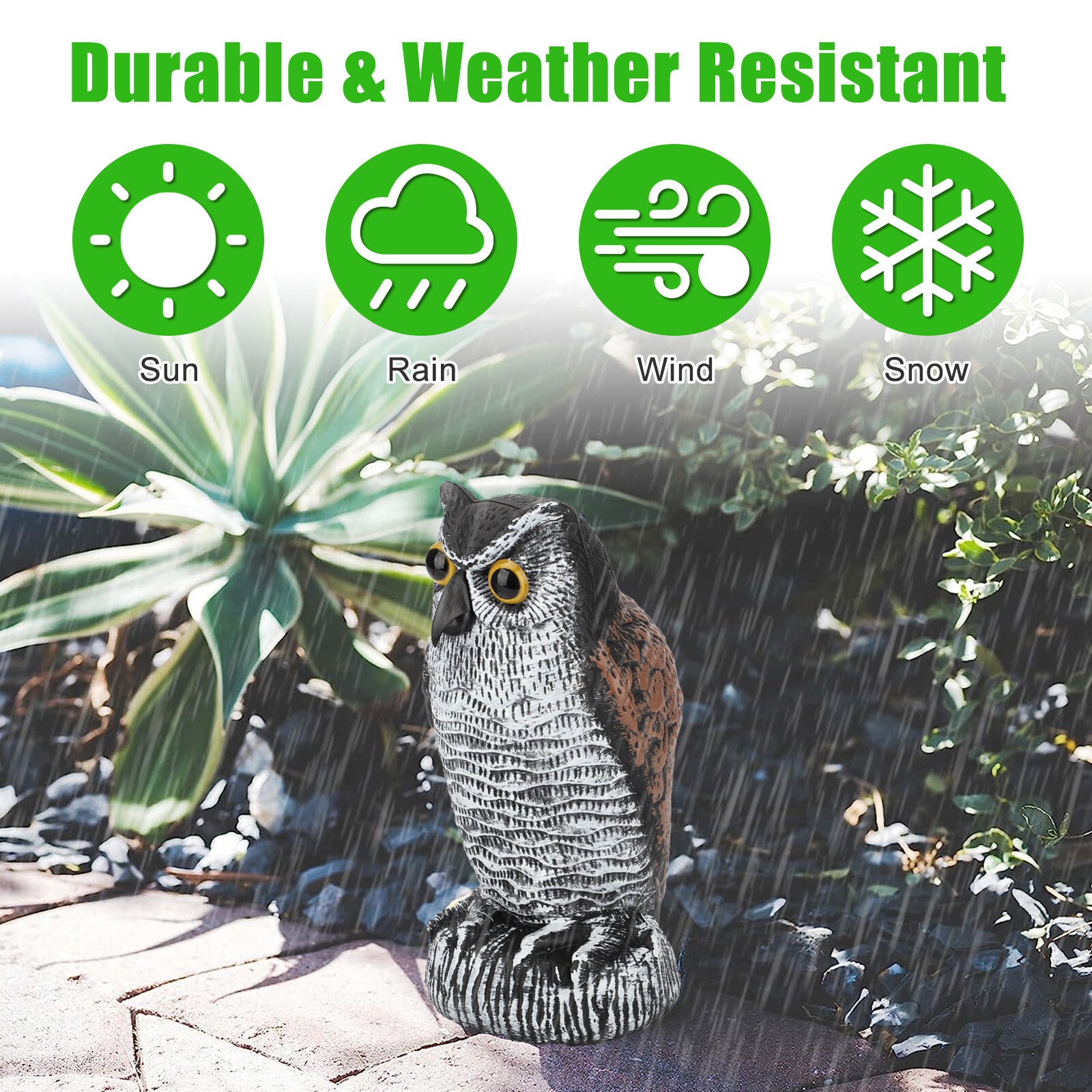 Owl Garden Statue Decoy – Outdoor Yard Decoration Bird Scare Figure