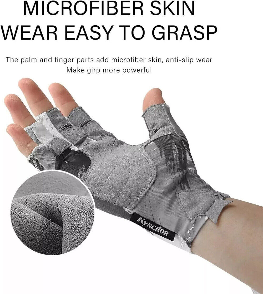  Fishing Gloves UV Sun Protection Gloves Fingerless Gloves for Men Women UPF50+