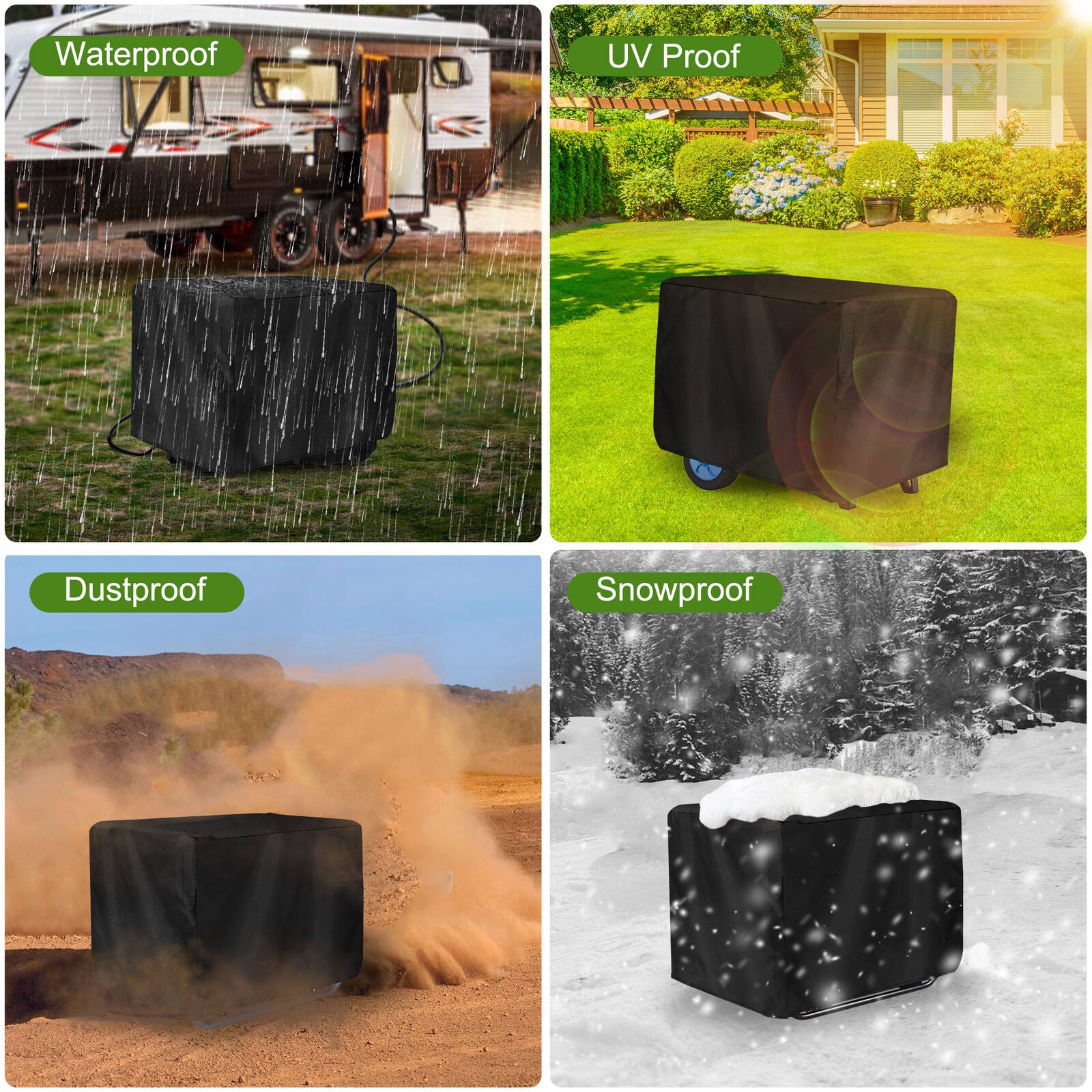 Heavy Duty Universal Generator Cover 210D Waterproof 20*20*26In for 5000-10000W