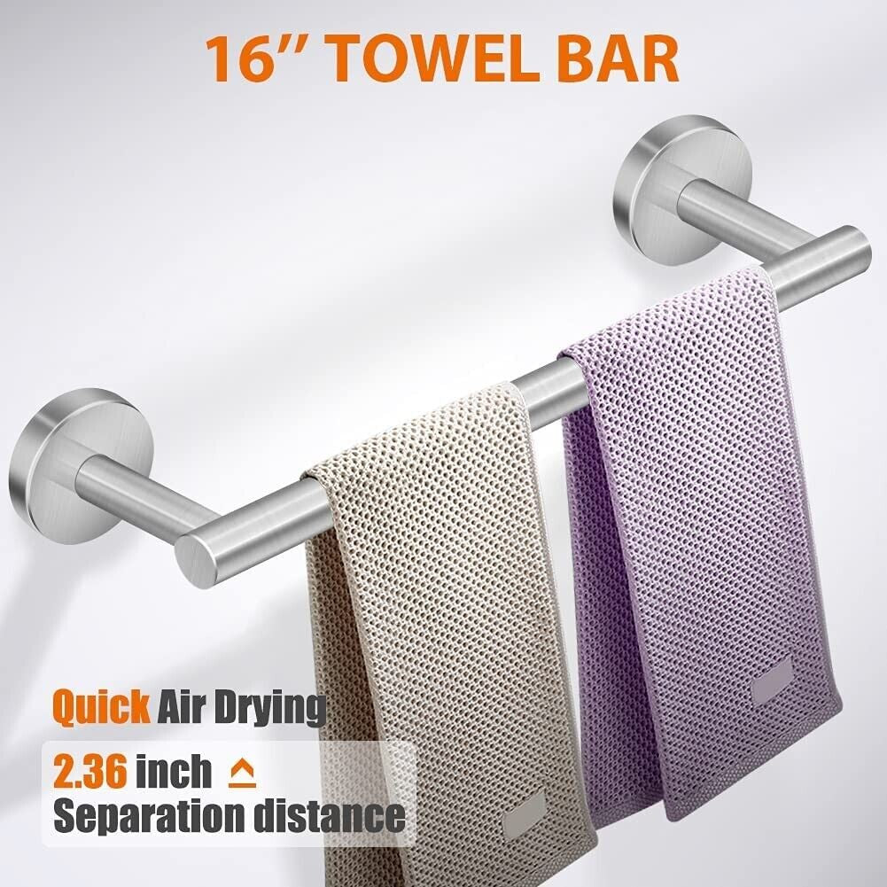 6 PCS Bathroom Hardware Set Matte Towel Bar Stainless Steel Towel Rack Set