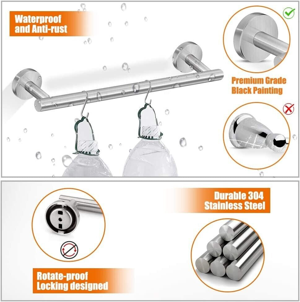 6 PCS Bathroom Hardware Set Matte Towel Bar Stainless Steel Towel Rack Set