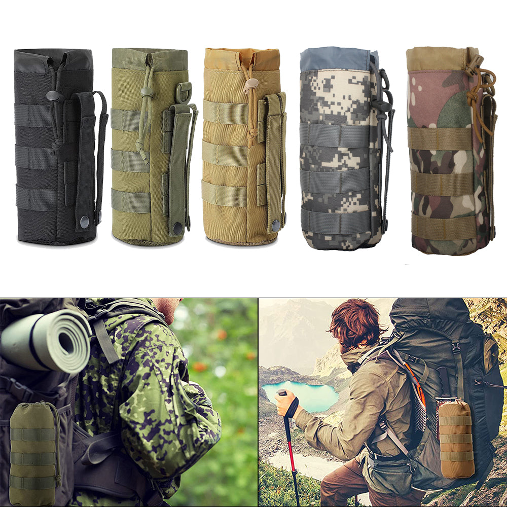 Molle Tactical Water Bottle Bag Pouch Kettle Holder Carrier Camping Hiking Bag