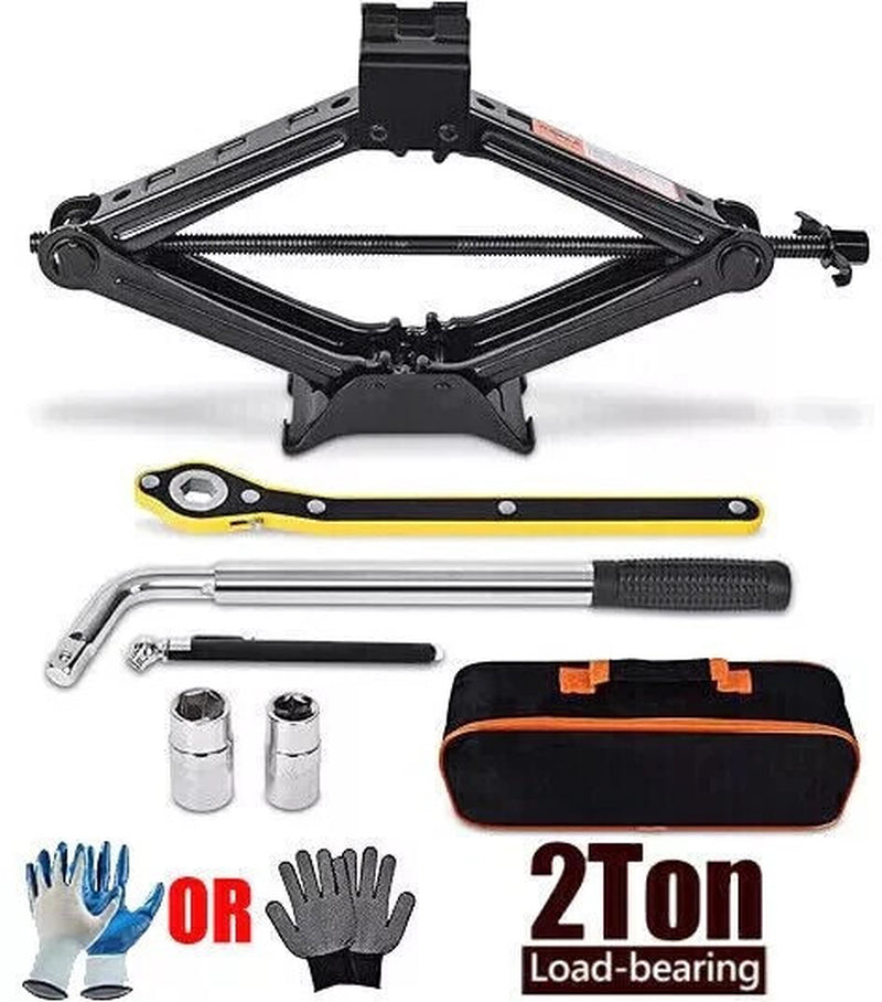 2 Ton Scissor Jack Handle Crank Wheel Lug Wrench Tool Kit Car Garage Tire✨
