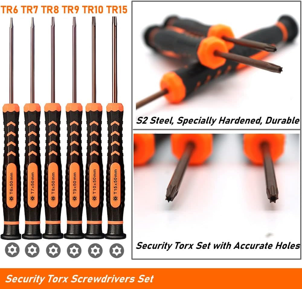 10-Piece Magnetic Small Torx Security Screwdriver with T2 T3 T4 T5 T6 T7 T8 T9 T10 T15 Star Screwdriver