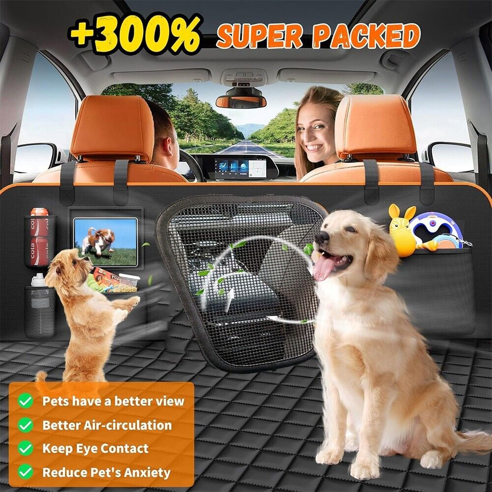 Durable Waterproof Dog Hammock Car Seat Cover – Back Seat Protector for Trucks & SUVs with Free Pet Seatbelt
