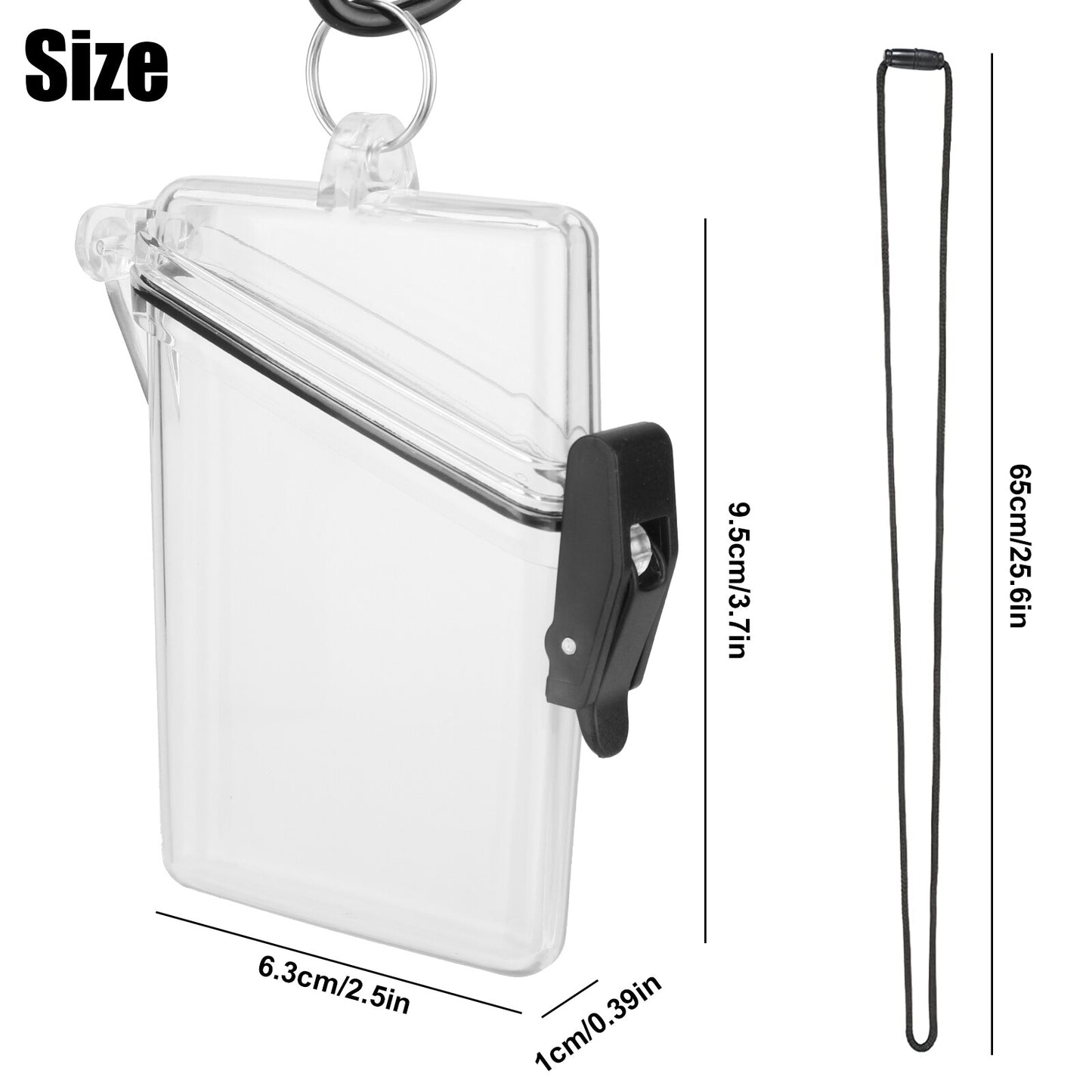 Waterproof ID Badge Holder Case, Clear Hard Plastic Card Protector with Lanyard