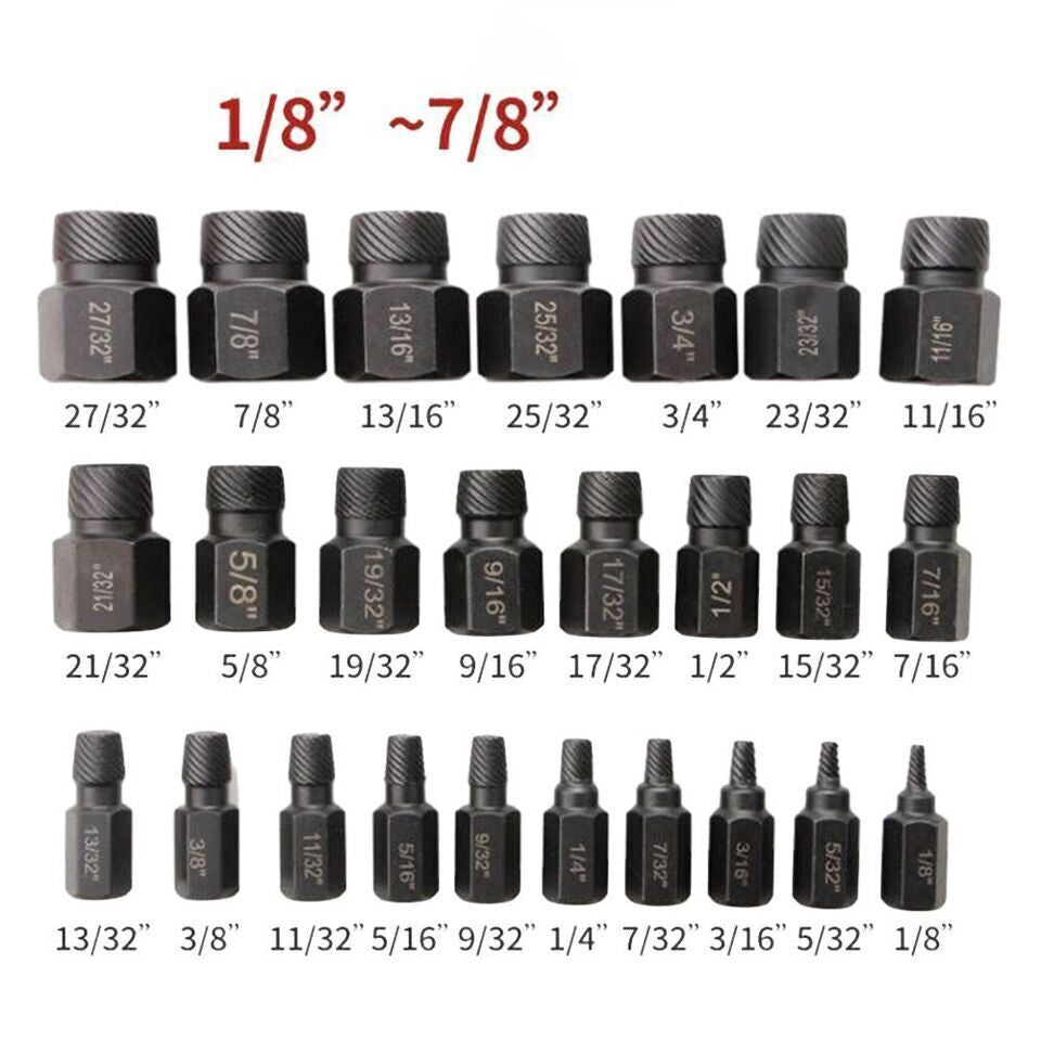 25PCS Multi-Spline Screw Extractor Set Hex Head Bit Socket Wrench Bolt Remover