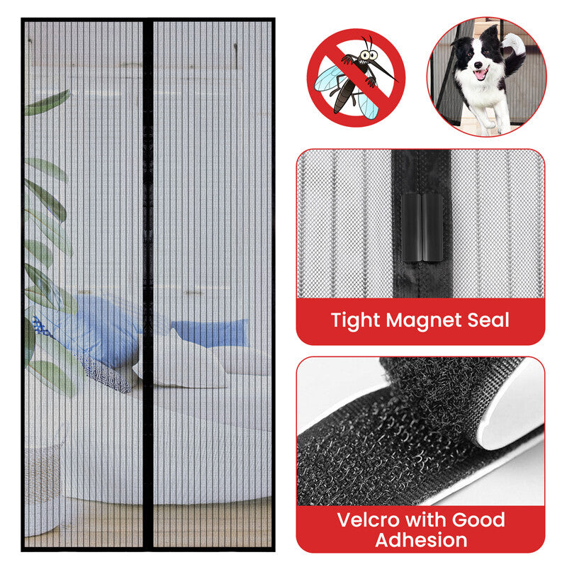 Magnetic Screen Door Mesh Curtain Heavy Duty Mosquito Net Bug Hands Free Closer
