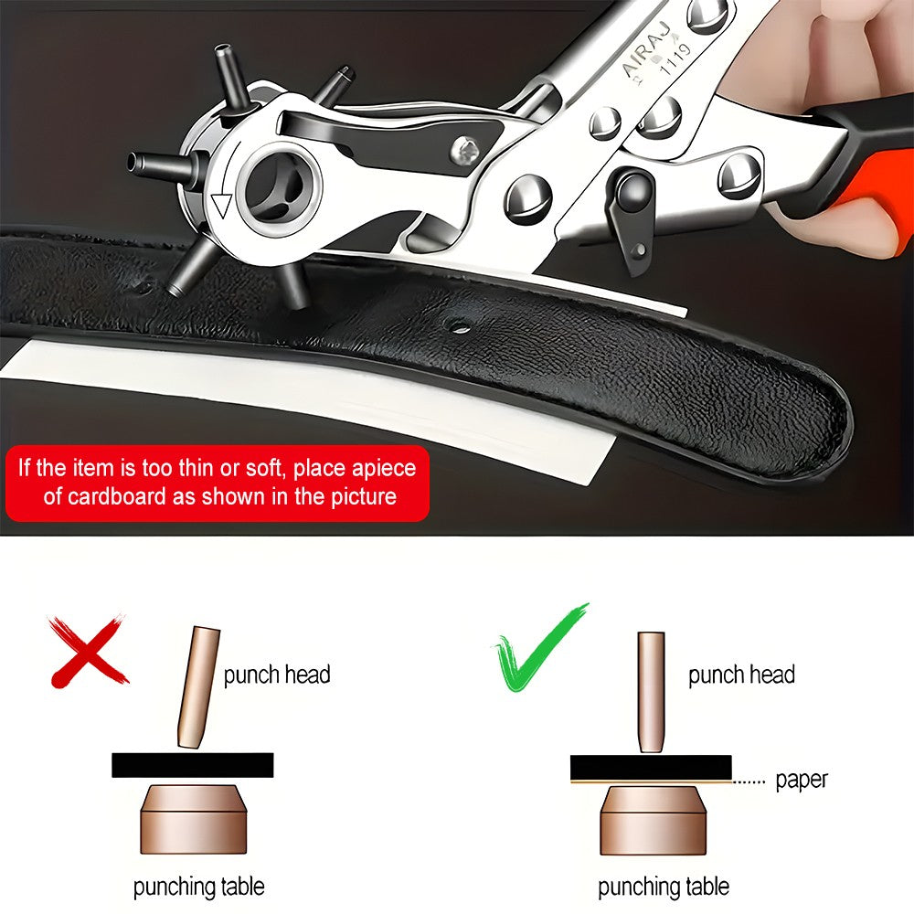Heavy Duty Leather Hole Punch Tool Multi Size Plier for Belt Collar Strap Fabric