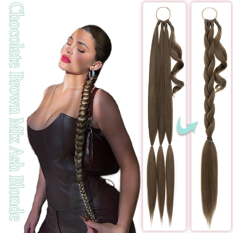 Natural as Human Braids Ponytail Wrap Bubble Thick Braiding Hair Extensions 34In