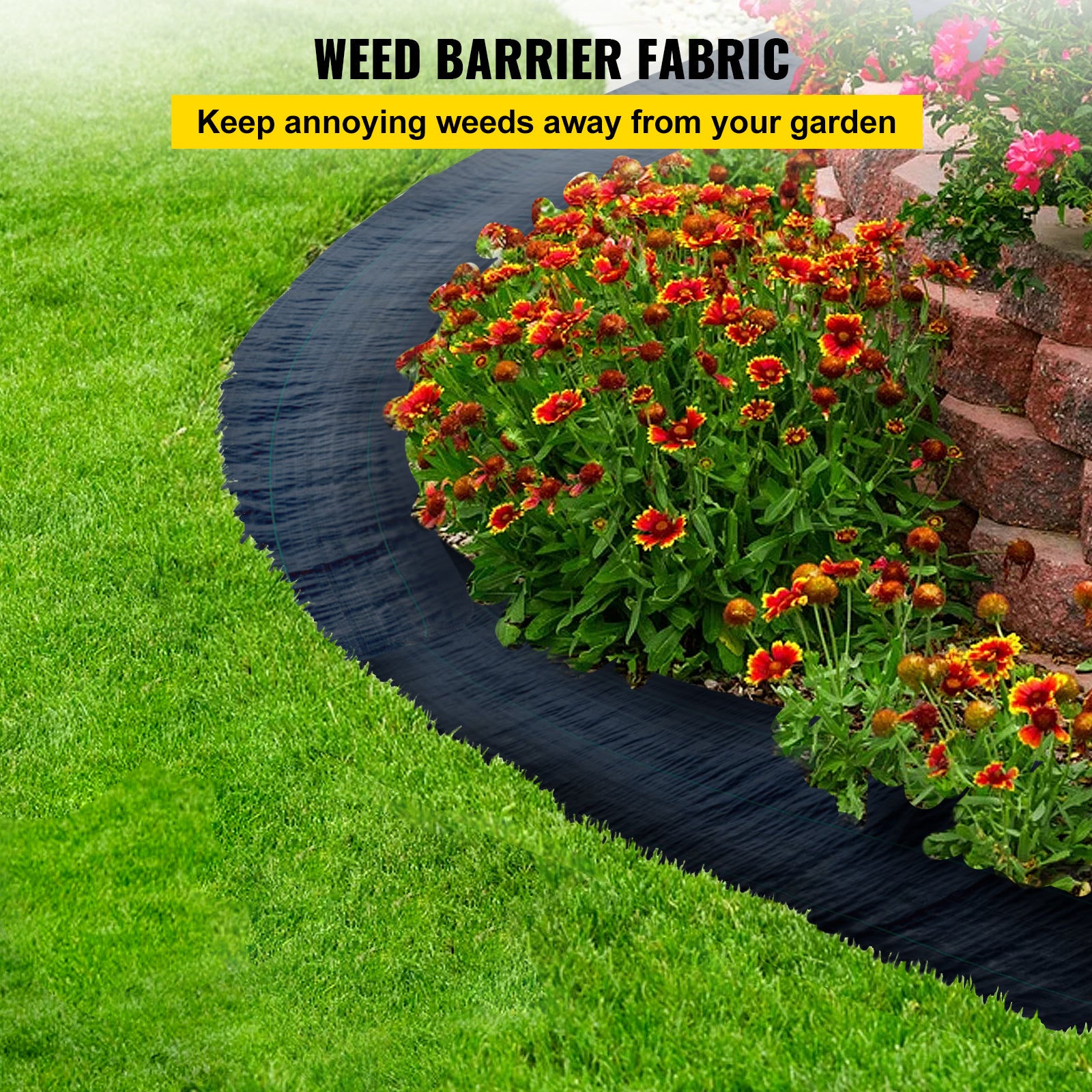 Heavy-Duty Weed Barrier Fabric – 3.2oz Woven Landscape Ground Cover (3x50ft / 3x100ft)