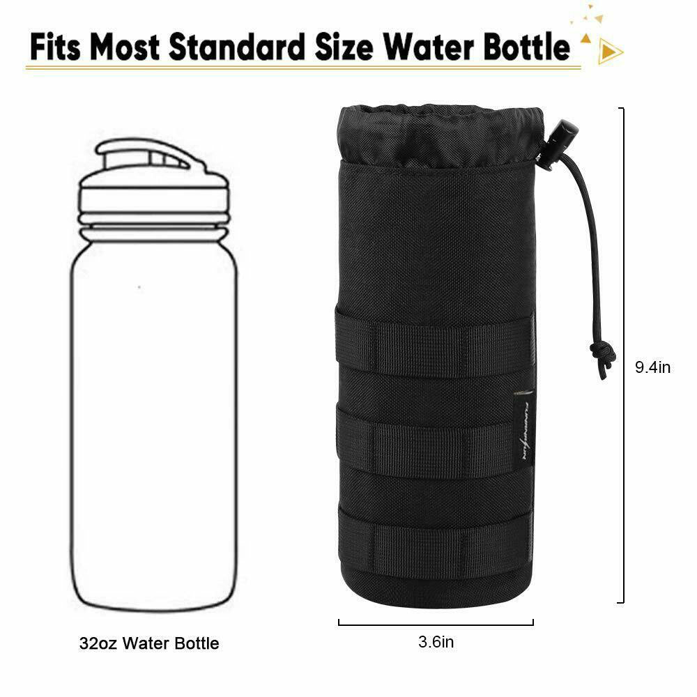 Molle Tactical Water Bottle Bag Pouch Kettle Holder Carrier Camping Hiking Bag