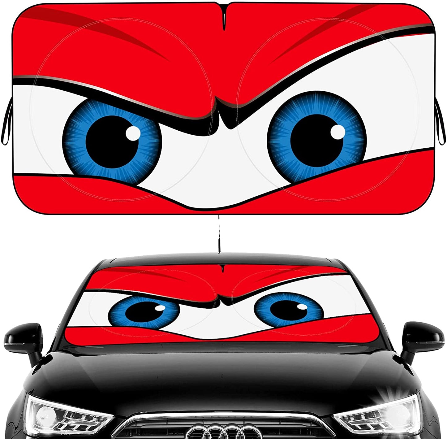 Car Sun Shade Funny Car Eyes Sun Visor for Car Windshield Foldable 59‘’x27.5‘’ Car Windshield Sun Shade