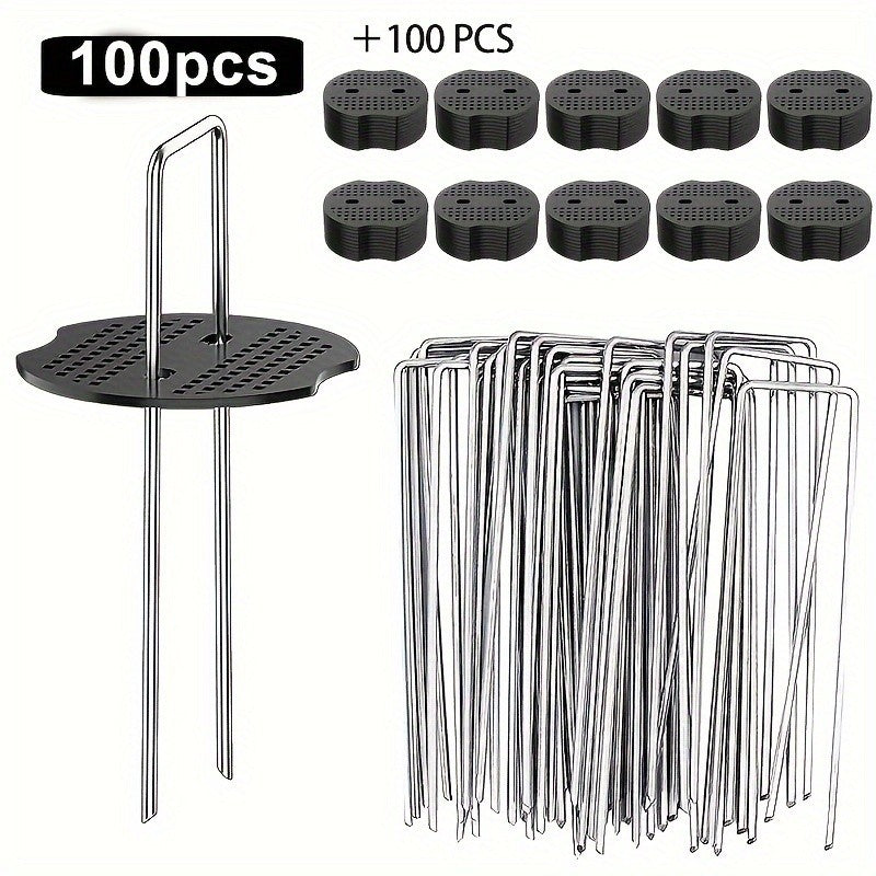 101 Pack Stainless Garden Stakes Landscape Staples Set with Mats& Precision Hook