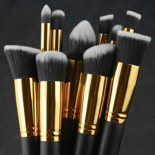 10Pcs Makeup Brushes Cosmetic Eyebrow Blush Foundation Powder Kit Set