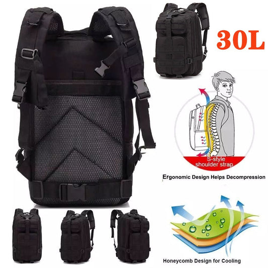 Outdoor Military Bag 30L Tactical Backpack Rucksack Camping Hiking Travel Bag US