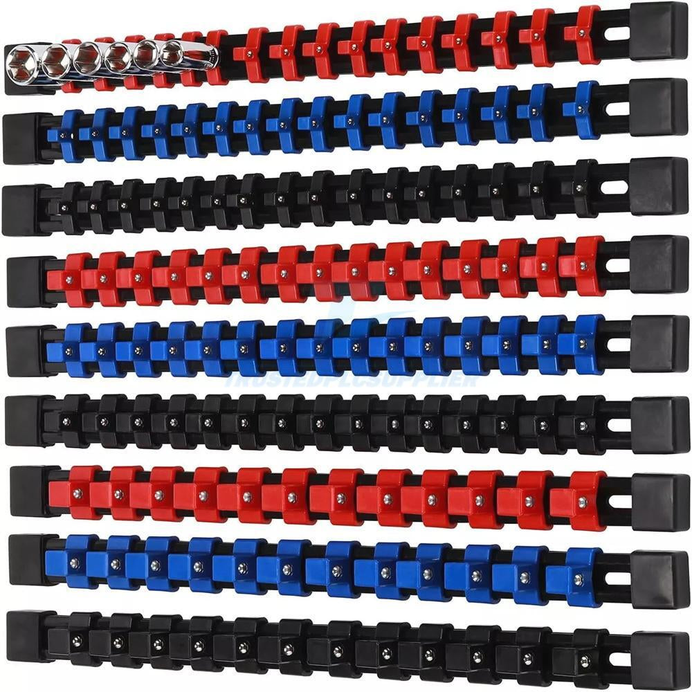 9PC Socket Organizer 1/2 3/8 1/4 Inch Drive Socket Rail Holders Wall Mount