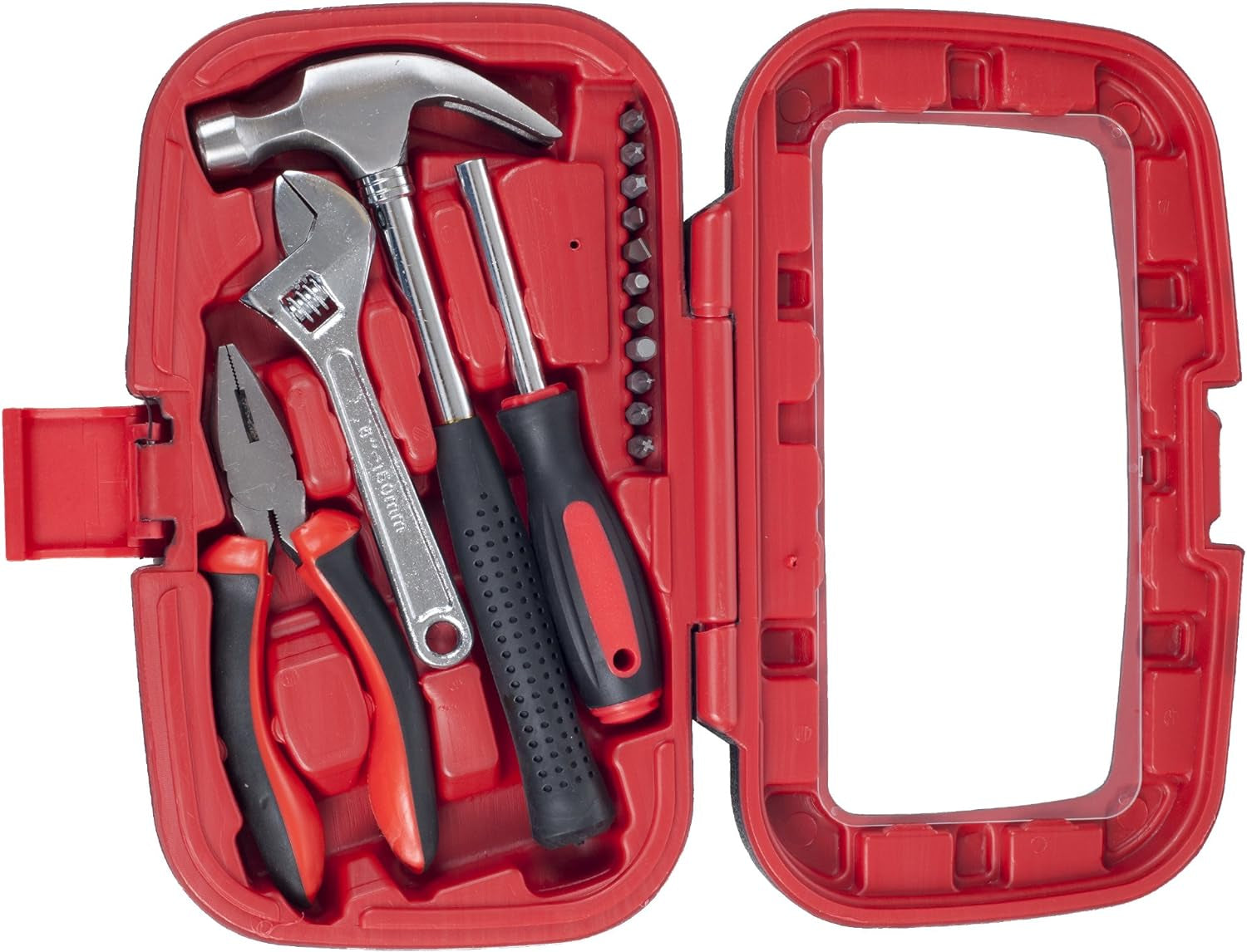 15-Piece Tool Set Household Tool Kit with Hammer, Multi-Bit Screwdriver Set, Pliers, Wrench- Tools and Equipment for DIY