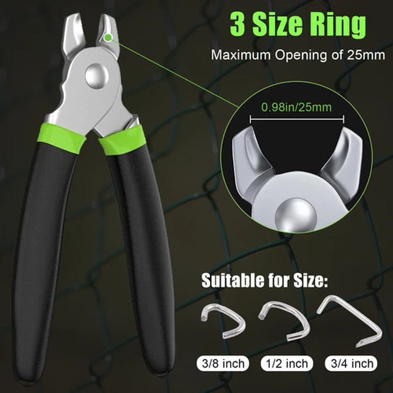240Pcs Straight Hog Ring Pliers  3/4 1/2 3/8 Inch Rings Kit Upholstery Seat Cover