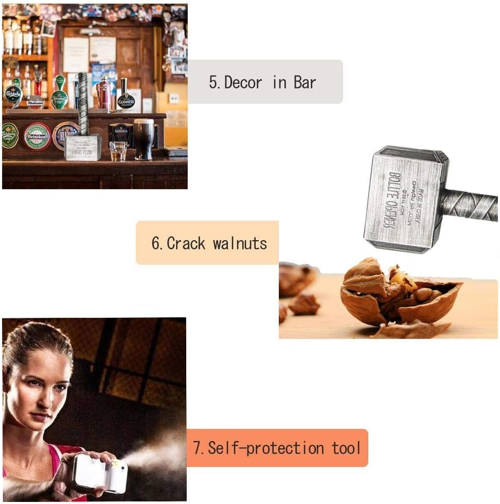 2-Pack Magnetic Hammer Shaped Beer Opener and Hammer Keychain Bottle Opener for Men, Husband, Dad, Grandpa, Boyfriend