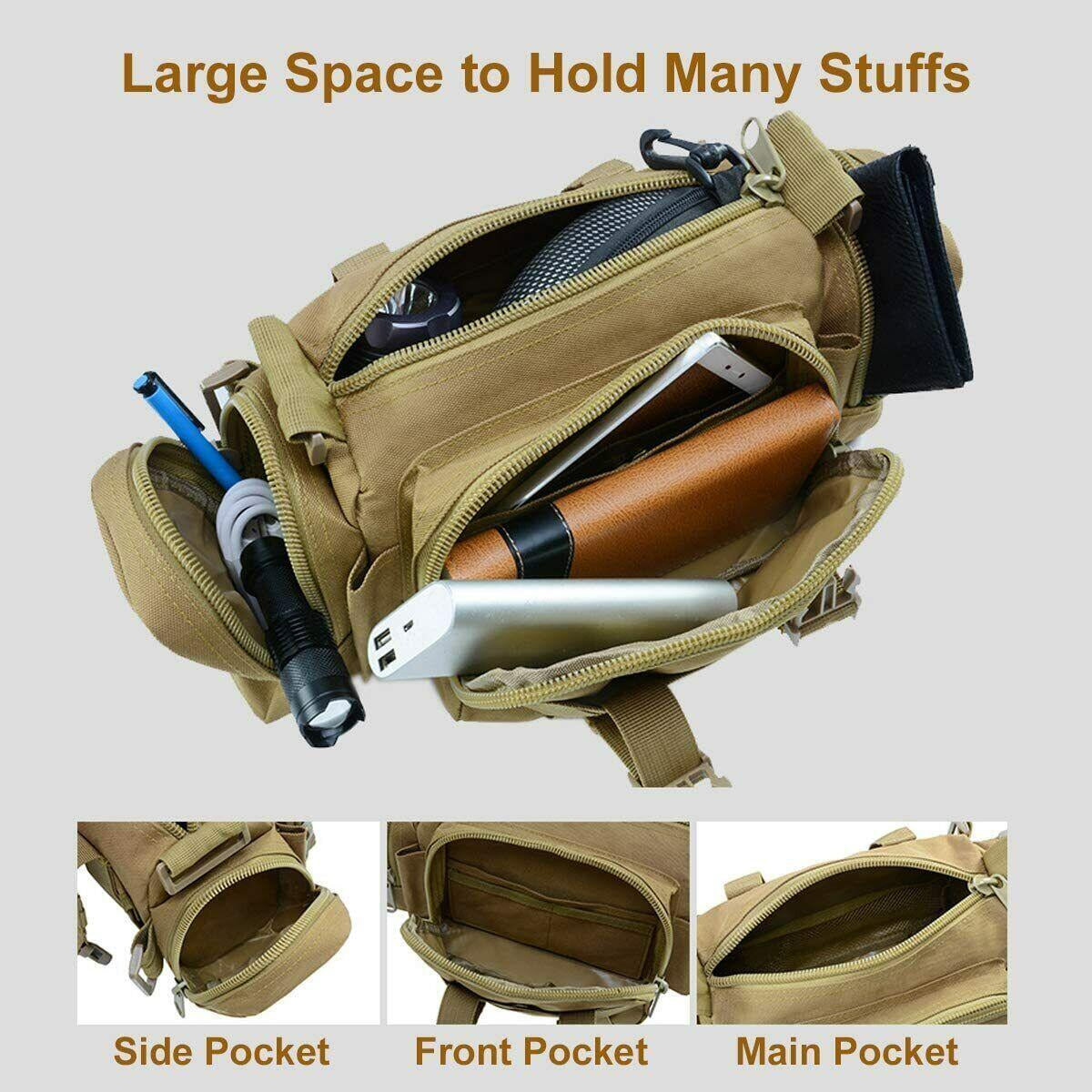 Multipurpose Outdoor Tactical Bag Fanny Pack, Shoulder Bag & Tote Small Duffle Bag Molle Gym Bag Waterproof Travel Sport Handbag