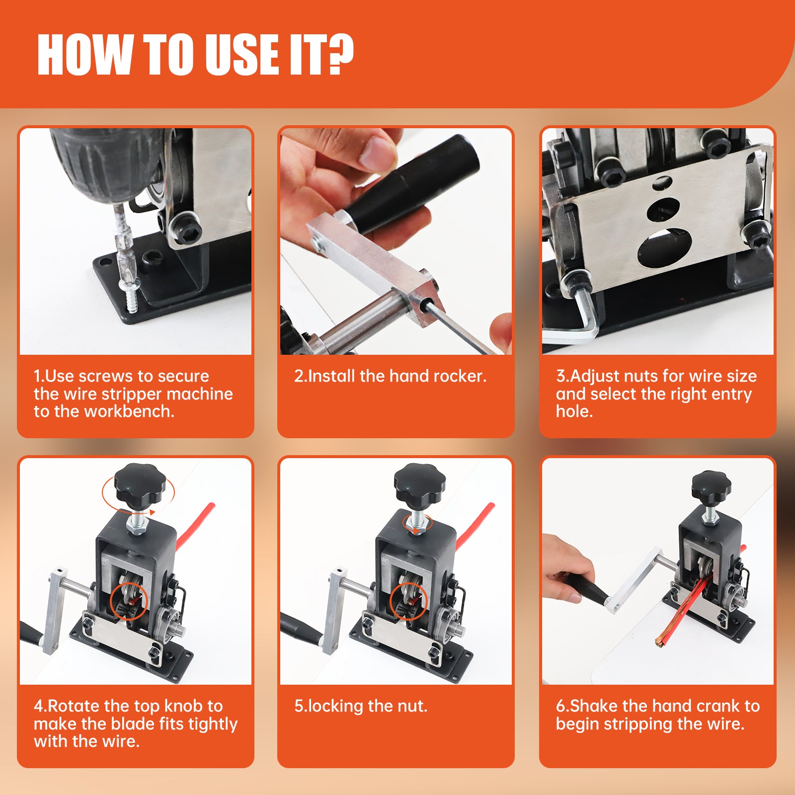 Manual Wire Stripping Machine Drill Powered Hand Crank Wire Stripper Tool 1-20MM