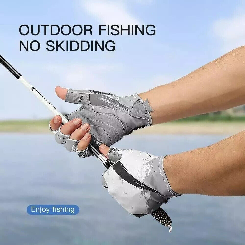  Fishing Gloves UV Sun Protection Gloves Fingerless Gloves for Men Women UPF50+