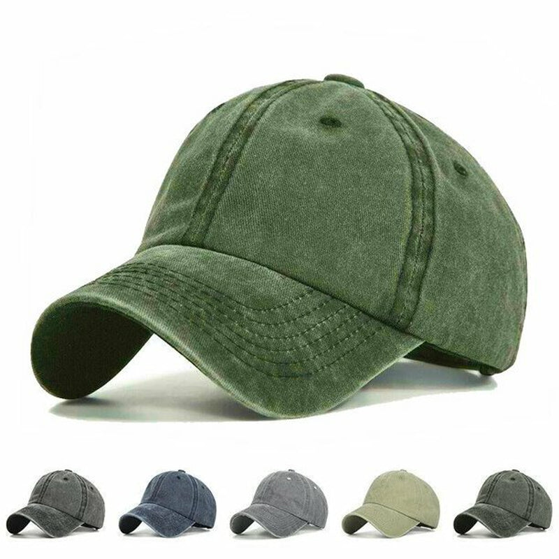 PONYTAIL HAT MESSY HIGH BUN DAD HAT PONYCAP ADJUSTABLE SOLID COTTON DISTRESSED W