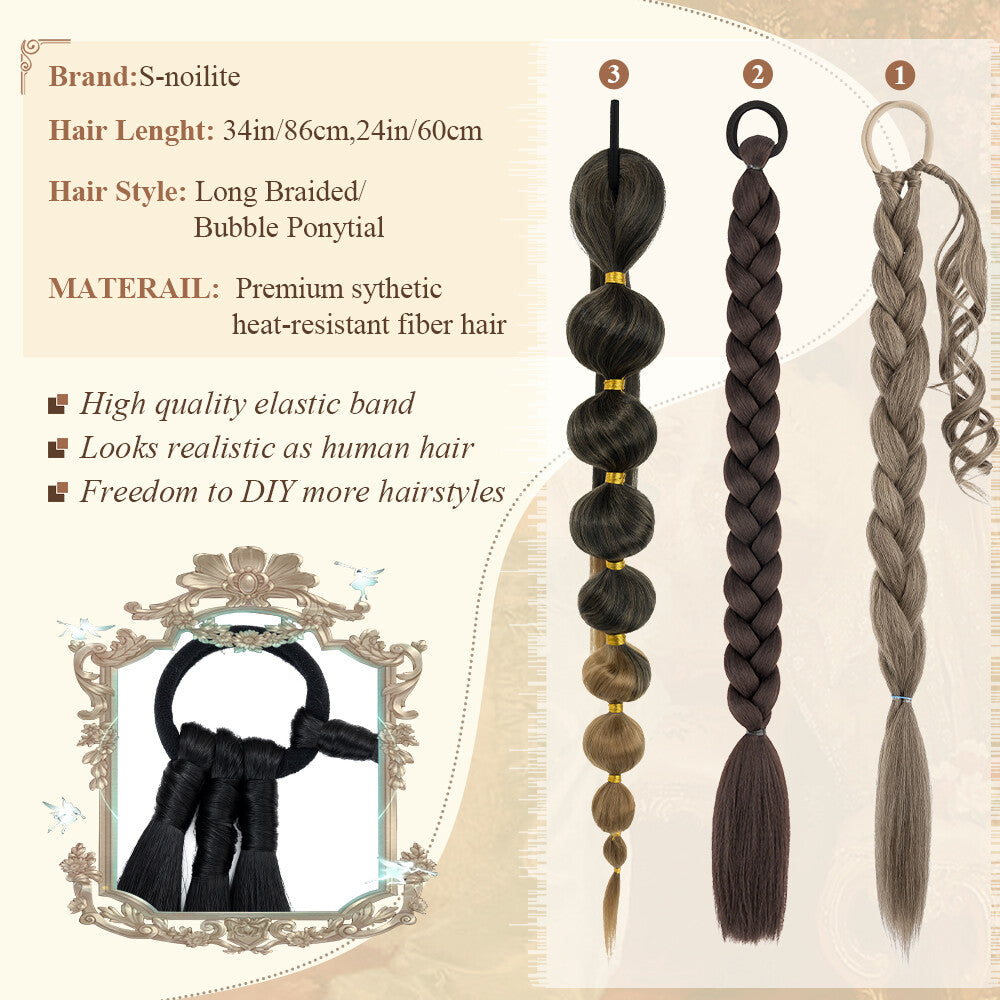 Natural as Human Braids Ponytail Wrap Bubble Thick Braiding Hair Extensions 34In