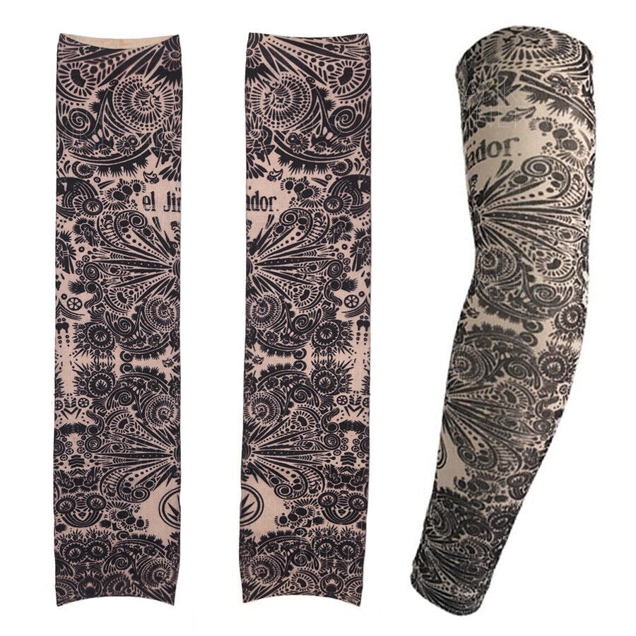 10-Pack Temporary Tattoo Sleeves Body Art Cooling Fake Slip on Arm Sun Protector