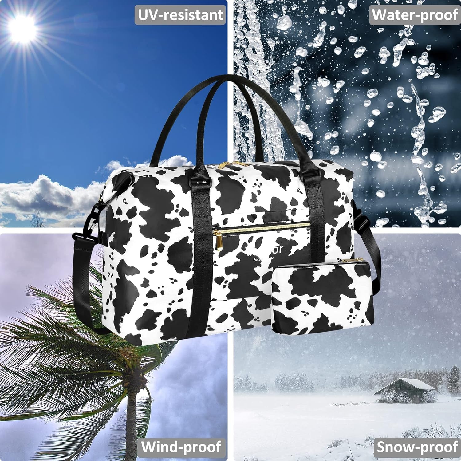 Large Duffle Bag Cow Print Gym Duffel Bag Weekend Beach Yoga for Women Men