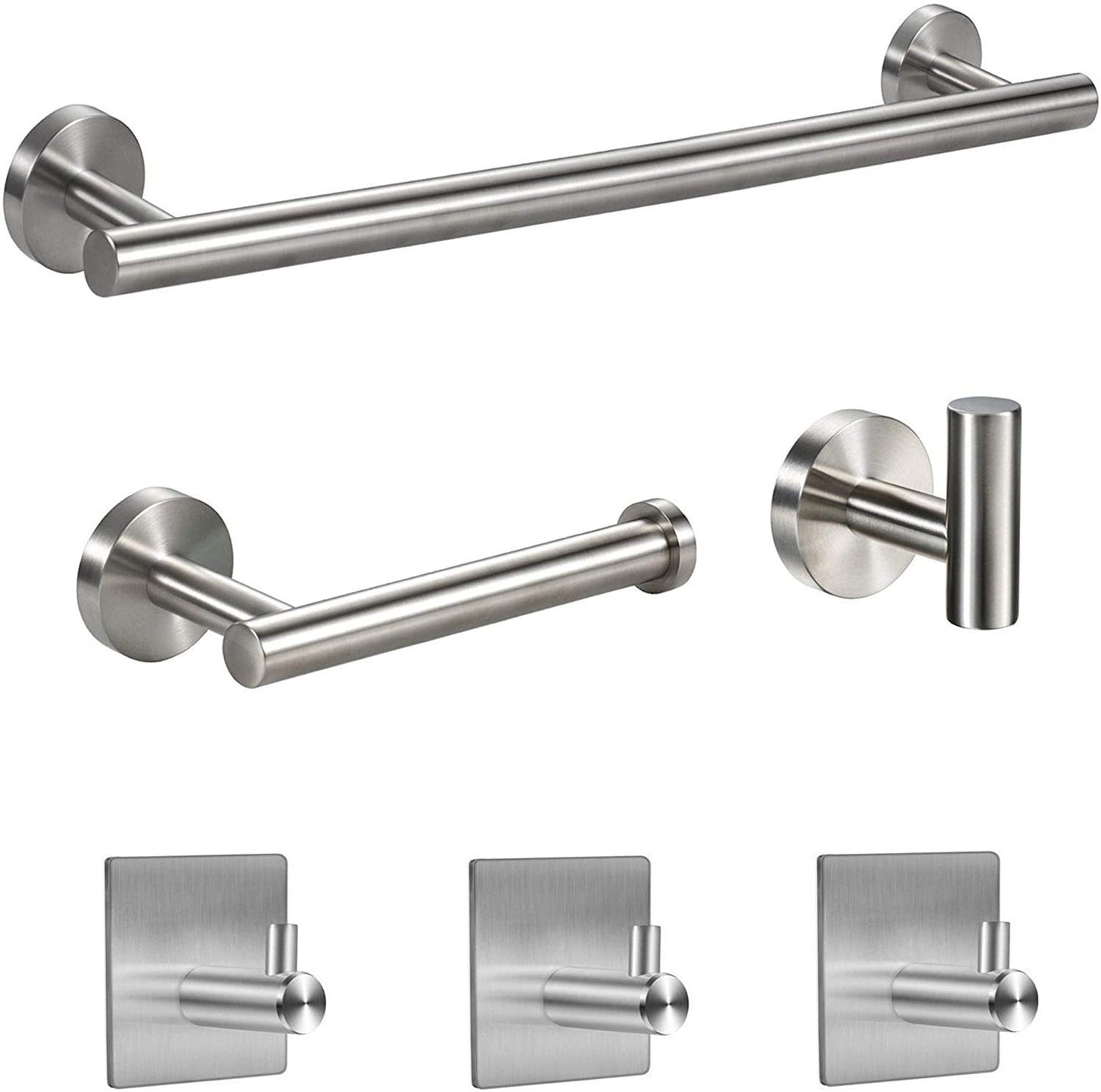6 PCS Bathroom Hardware Set Matte Towel Bar Stainless Steel Towel Rack Set