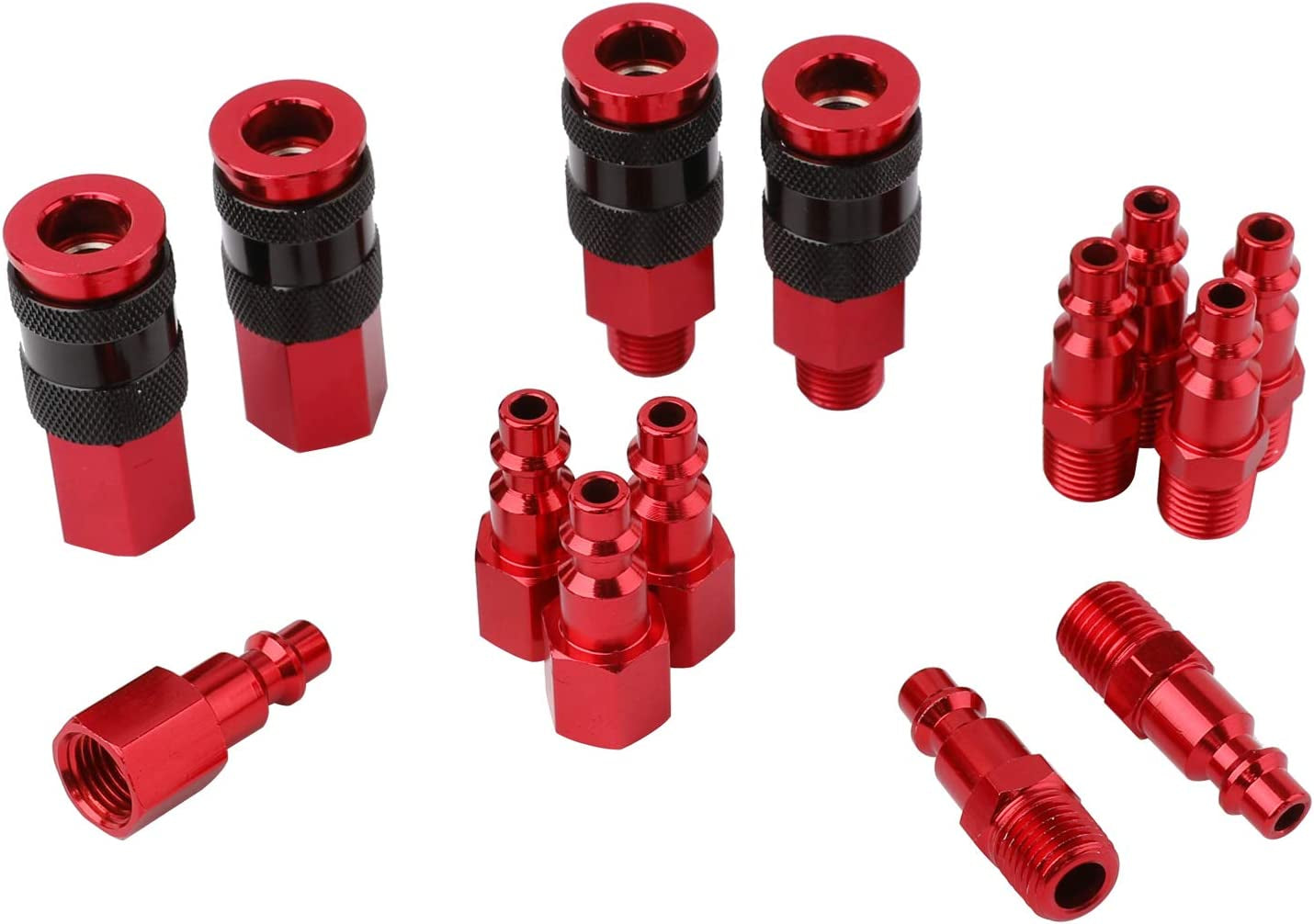  14 Pieces Universal Air Coupler and Industrial Air Plug Kit 1/4 Inch Threads and Body Size Air Compressor Accessories