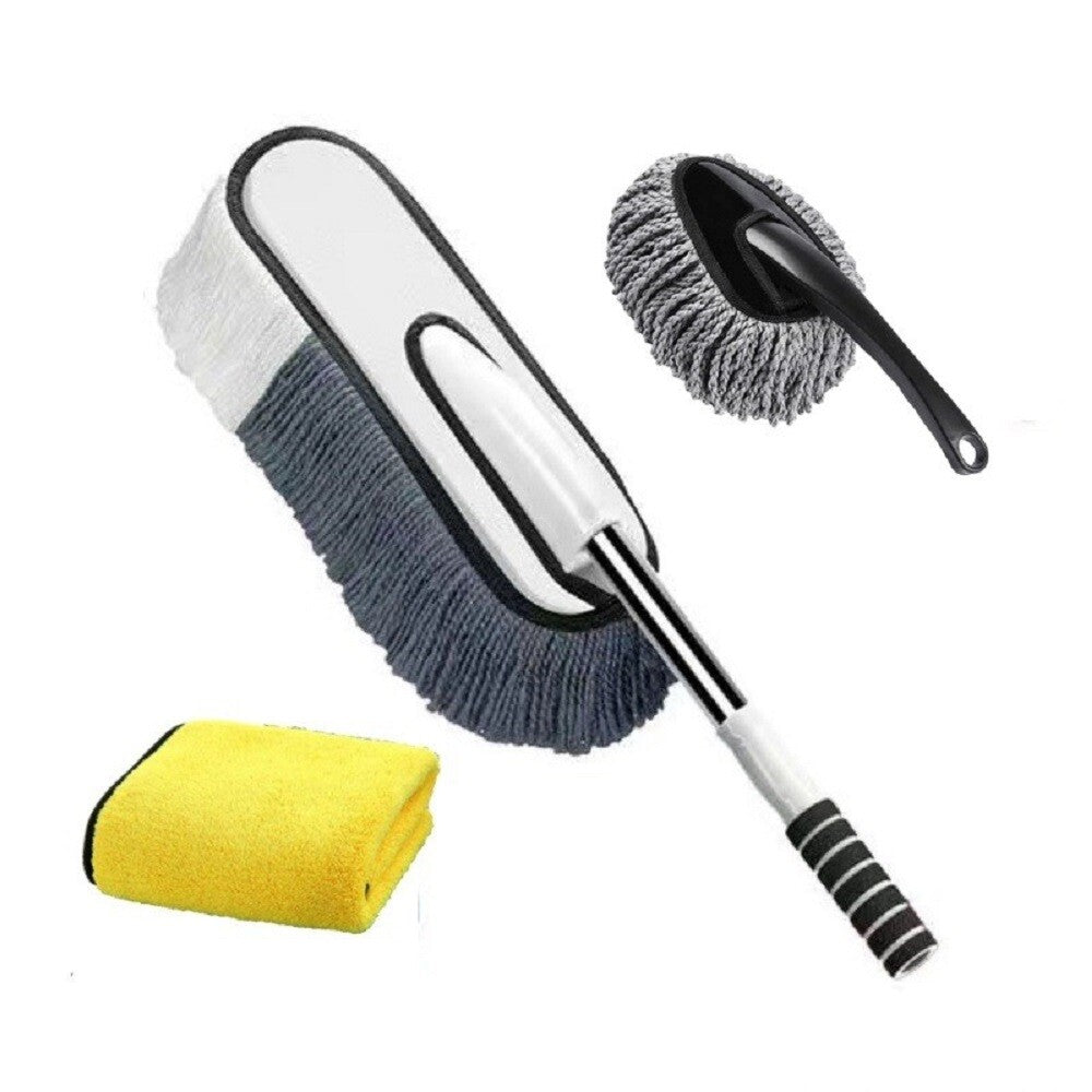 3PCS Microfiber Car Duster Cleaning Brush Exterior Anti-Scratch with Extendable