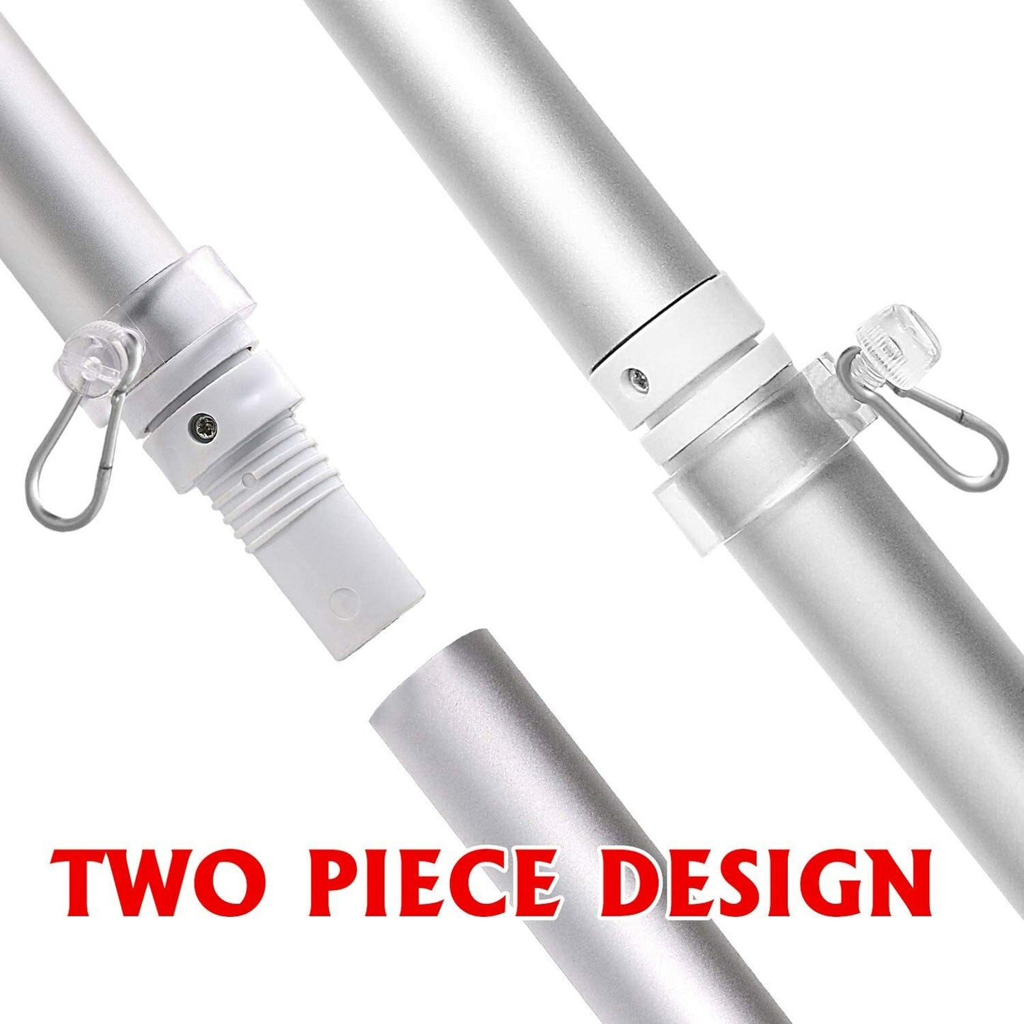 Tangle Free Spinning Flag Pole Aluminum 6FT Durable Rust Free Wind Resistant Kit