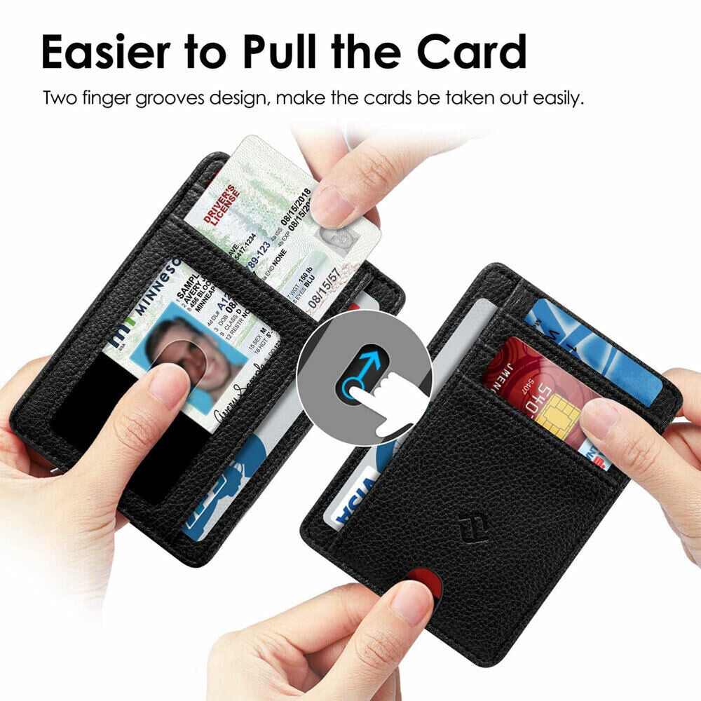 Mens RFID Blocking Leather Slim Wallet Money Credit Card Slots Coin Holder