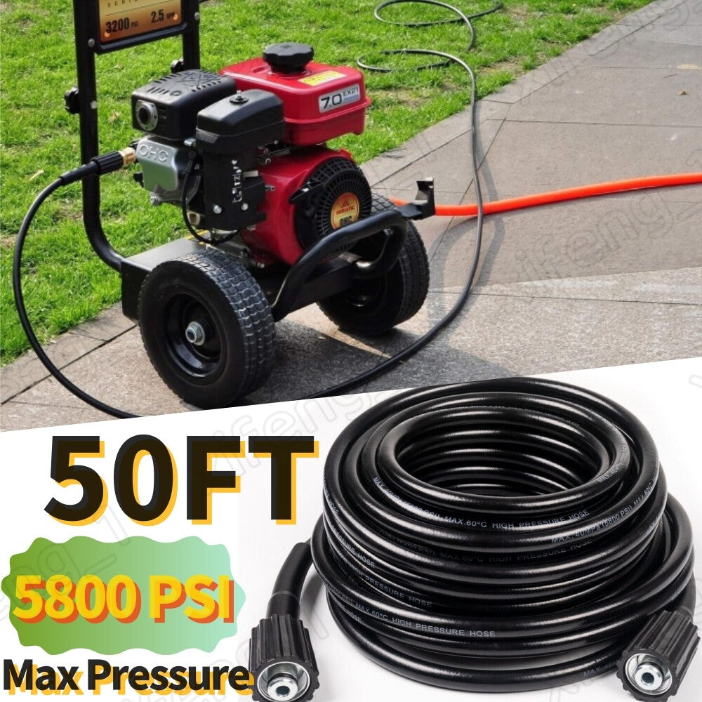50FT High-Pressure Power Washer Hose – 5800 PSI M22 14mm Extension Replacement Hose for Pressure Washers